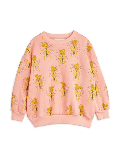 Mini Rodini Mini Floral Pattern Sweatshirt For Girls In Pink