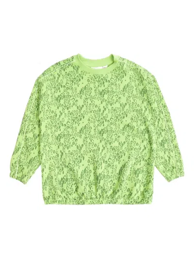 Mini Rodini Kids' Mini Leopard Crew-neck Sweatshirt In Green