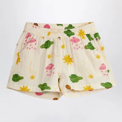 Mini Rodini Mini Muslin Shorts With Space Print In Neutral