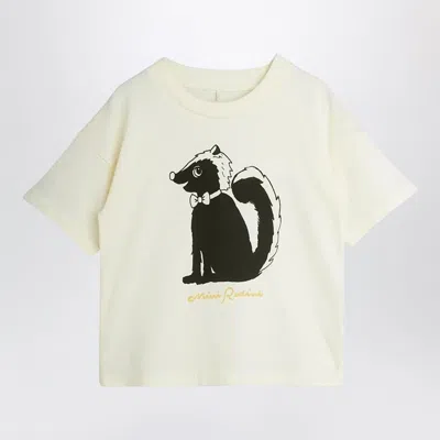 Mini Rodini Mini Organic Cotton Skunk Print T-shirt In White