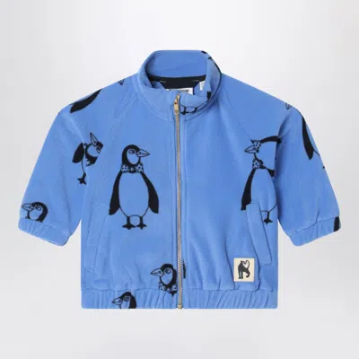 Mini Rodini Mini Penguin Zip-up Sweatshirt In Blue
