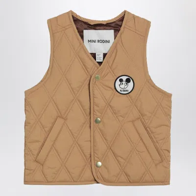 Mini Rodini Mini Quilted Vest In Brown