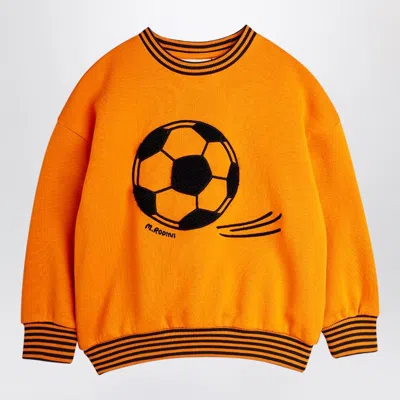 Mini Rodini Mini Soccer Ball Chenille Sweatshirt For Boys In Orange