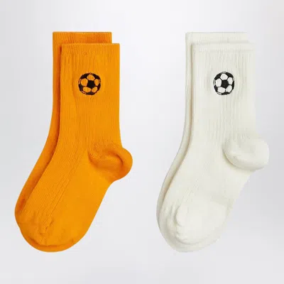 Mini Rodini Mini Soccer Ball Embroidered Socks (two-pack) In Multi