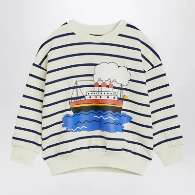 Mini Rodini Mini Striped Cotton Ferry Sweatshirt In White