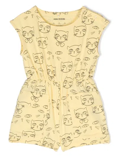 Mini Rodini Mini Unisex Summer Playsuit - Chapter 2 In Yellow