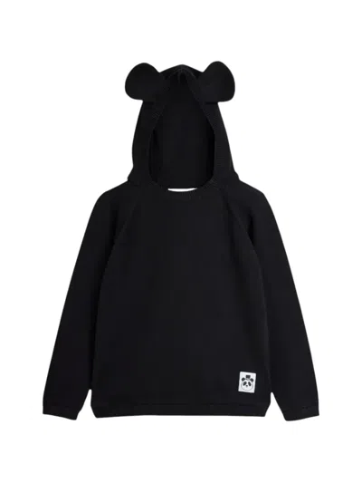 Mini Rodini Kids' Mouse Ear Hoodie In Black