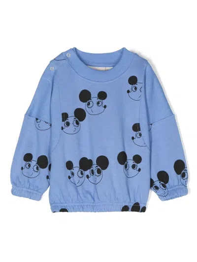 Mini Rodini Babies' Mouse-print Sweatshirt In Blue