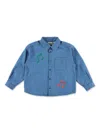 Mini Rodini Music Note-embroidered Shirt In Blue