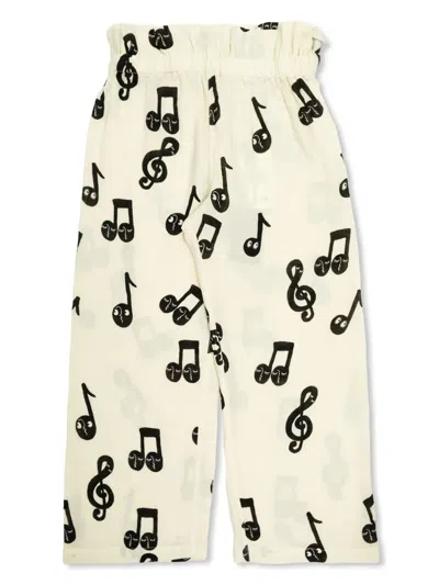 Mini Rodini Kids' Note Trousers In White