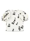 Mini Rodini Music Note-print Top In White