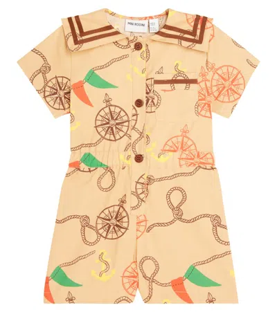 Mini Rodini Kids' Nautical Cotton Playsuit In Beige