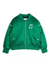 Mini Rodini Suede Satin Baseball Jacket In Green
