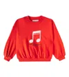 Mini Rodini Note Cotton Jersey Sweatshirt In Red