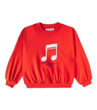 Mini Rodini Kids' Note Cotton Jersey Sweatshirt In Red