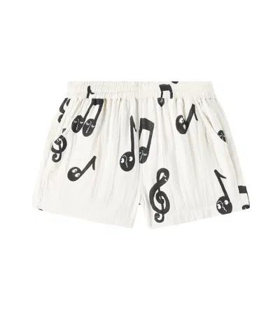 Mini Rodini Kids' Note Cotton Muslin Shorts In White
