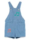 Mini Rodini Girls Note Embroidered Denim Dungarees In Blue