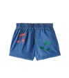 Mini Rodini Note Embroidered Denim Shorts In Blue