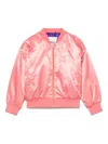 Mini Rodini Note-embroidered Satin Bomber Jacket In Pink