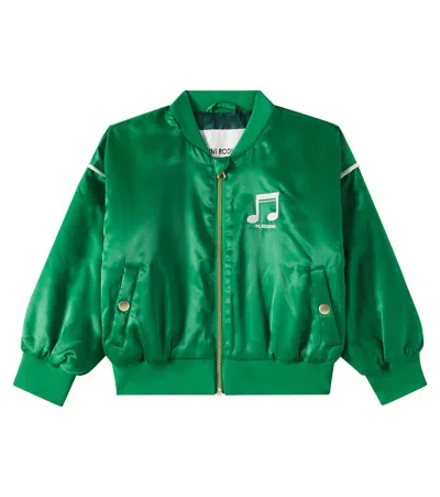 MINI RODINI NOTE PADDED SATIN VARSITY JACKET