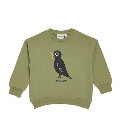Mini Rodini Kids' Organic Cotton Blackbird Sweatshirt In Green