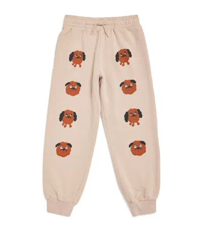 Mini Rodini Kids' Organic Cotton Doggies Sweatpants In Neutral