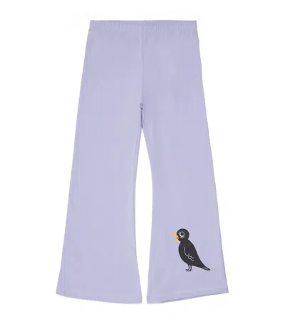 Mini Rodini Kids' Organic Cotton Flared Trousers In Purple