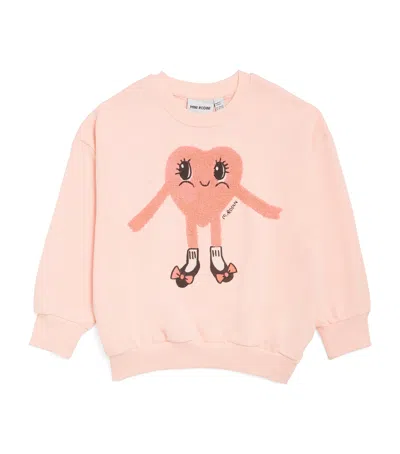 Mini Rodini Kids' Organic Cotton Heart In Shoes Chenille Sweatshirt In Pink