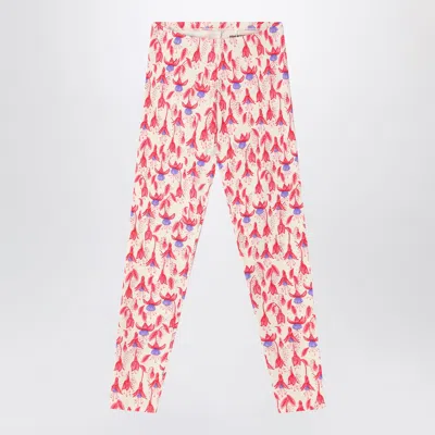 Mini Rodini Organic Cotton Leggings With Red Pattern In Pink