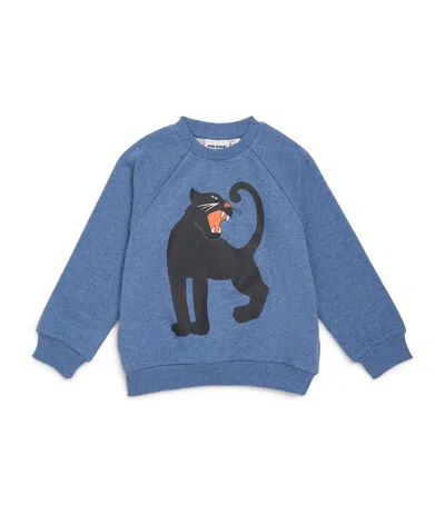 Mini Rodini Kids' Organic Cotton Panther Sweatshirt In Blue