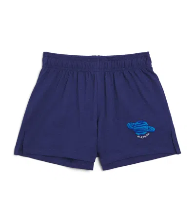 Mini Rodini Kids' Organic Cotton Planet Shorts In Blue