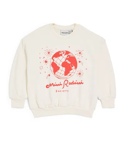 Mini Rodini Kids' Organic Cotton Rodini Society Sweatshirt In White