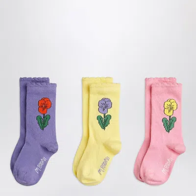 Mini Rodini Organic Cotton Socks, Pack Of 3 In Multi