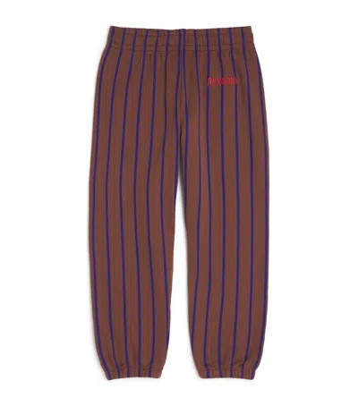 Mini Rodini Kids' Organic Cotton Stripe Sweatpants In Brown