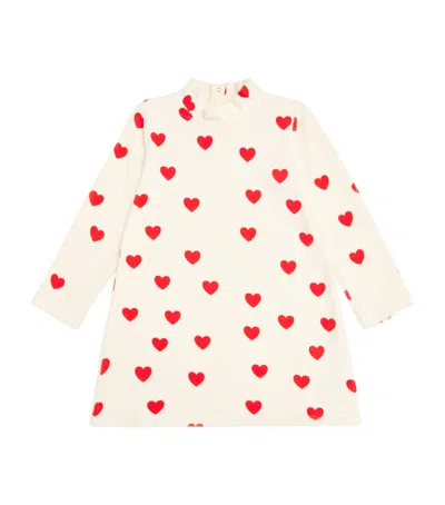 MINI RODINI ORGANIC COTTON VELOUR HEARTS DRESS