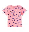 Mini Rodini Outlined Hearts Cotton-blend T-shirt In Pink
