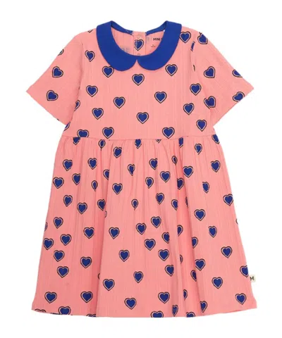 Mini Rodini Kids' Outlined Hearts Dress In Flamingo Pink