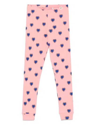 Mini Rodini Kids' Outlined-hearts Leggings In Pink