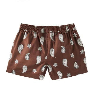 Mini Rodini Kids' Paisley Cotton Bermuda Shorts In Brown