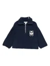 Mini Rodini Panda Cotton Half-zip Sweater In Blue