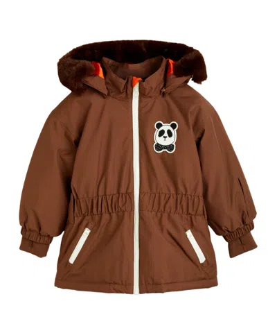 Mini Rodini Kids' Panda-patch Hooded Raincoat In Brown