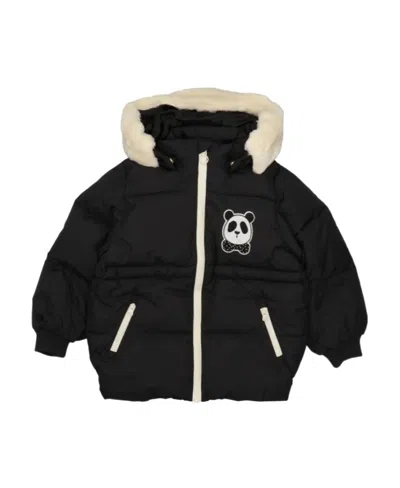 Mini Rodini Panda Puffer Jacket In Black