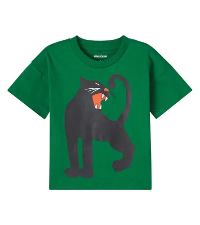 Mini Rodini Kids' Panther Cotton Jersey T-shirt In Green