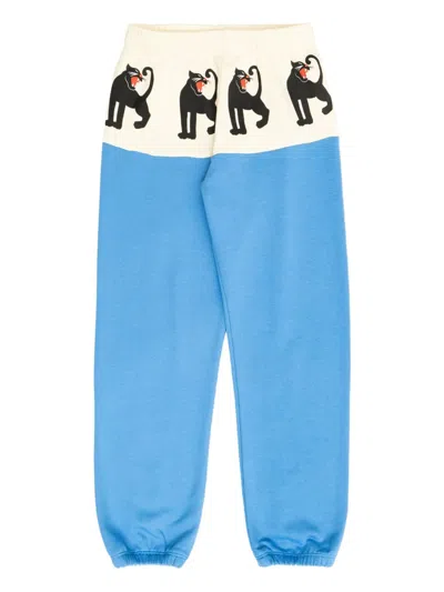 Mini Rodini Kids' Panther Panel Track Pants In Blue