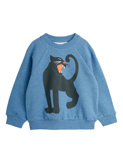 Mini Rodini Babies' Panther-print Sweatshirt In Blue