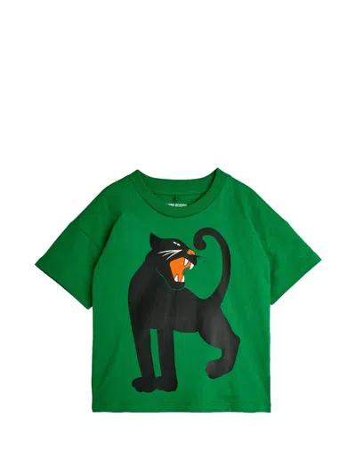 Mini Rodini Kids' Panther-print T-shirt In Green