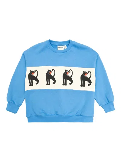 Mini Rodini Babies' Panther-stripe Sweatshirt In Blue