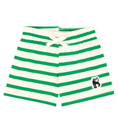 Mini Rodini Kids' Panther Organic Cotton Shorts In Green