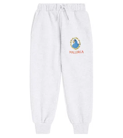 Mini Rodini Kids' Parrot Embroidered Cotton Sweatpants In Grey