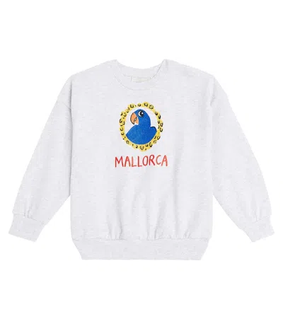 Mini Rodini Kids' Parrot Embroidered Cotton Sweatshirt In Grau